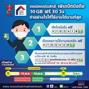เทคนิคกดรับสิทธิ์เพิ่มเน็ตมือถือ 10 GB ฟรี! 30 วัน ทำอย่างไรให้ใช้งานได้นานที่สุด